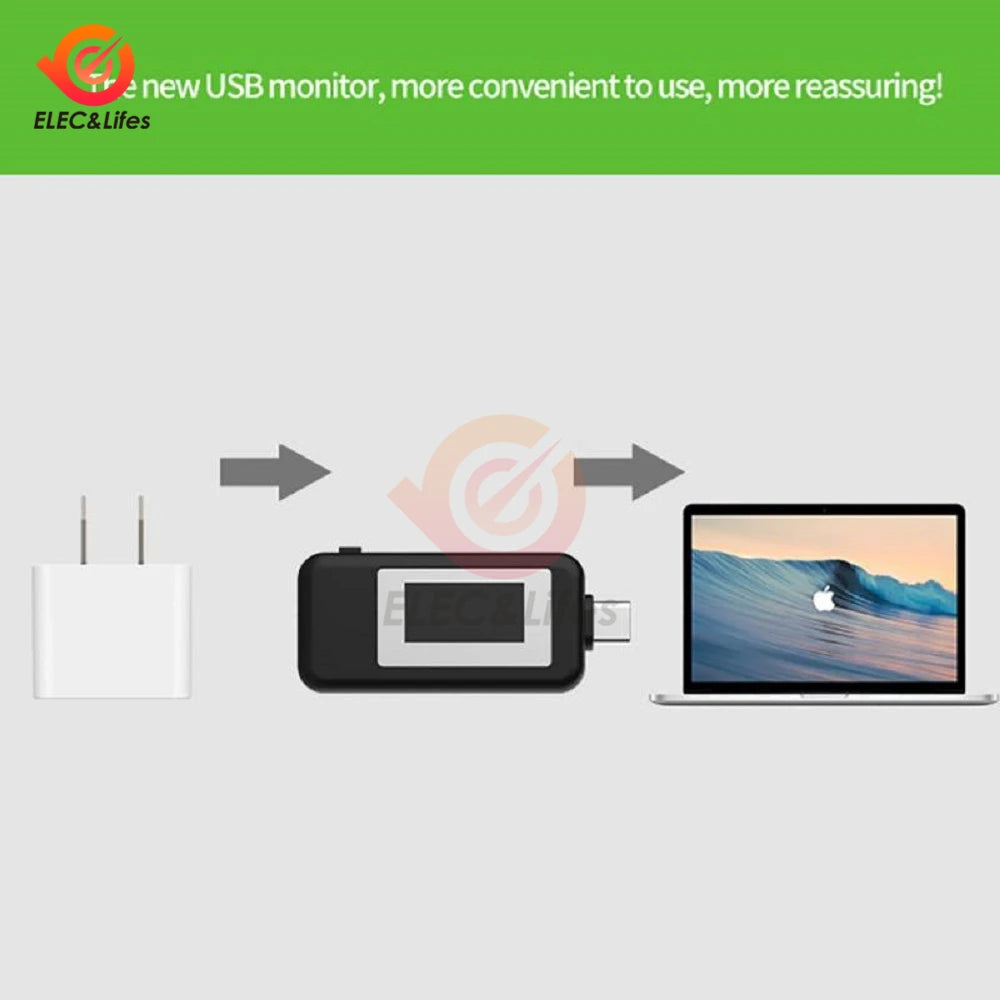 4-30V DC USB Tester Type-C LCD Digital Current Voltage Meter Timing Ammeter USB Charger Doctor Capacity Tester Power Indicator