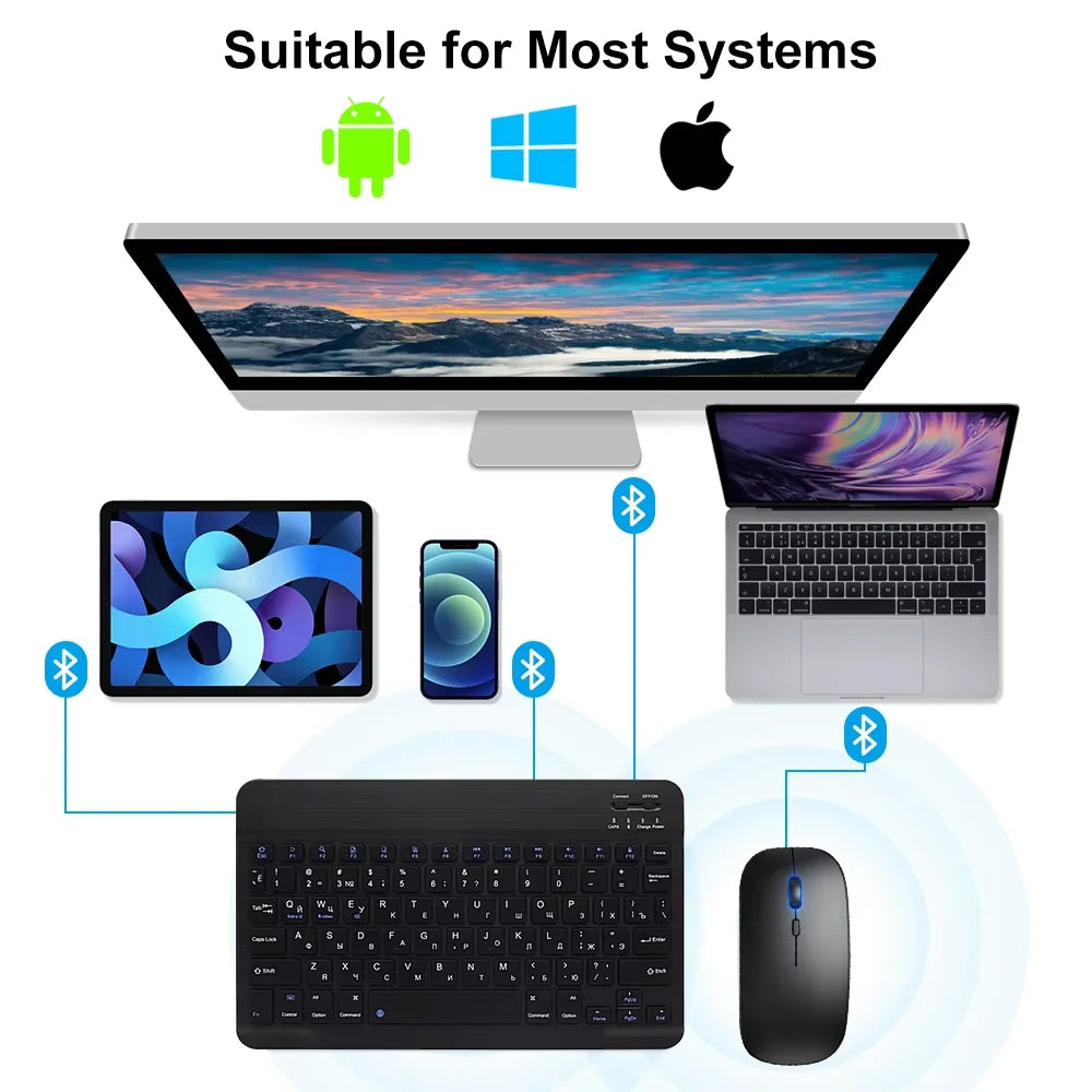 10 inch Bluetooth Wireless Keyboard Mobile Phone Tablet Keyboard And Mouse New Mini Bluetooth Keyboard Ipad Accessories Keyboard